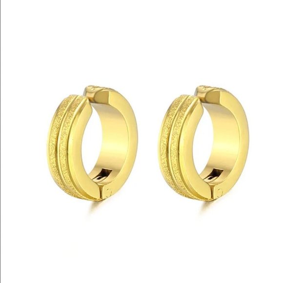 Round 14K Gold Womens Earrings Huggies Silver Huggie Style Circle Clip On Ons 14